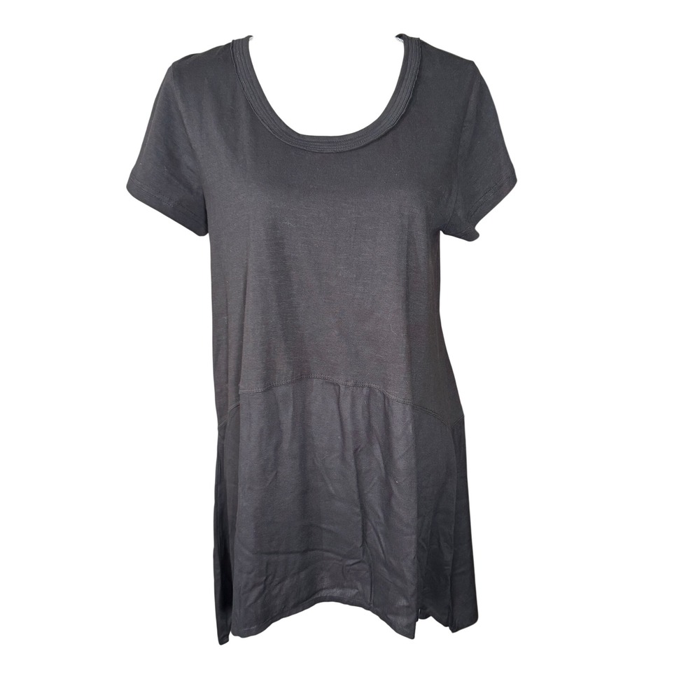 Orientique Naturally Australian Black Organic Cotton Blend Tunic Top Size XS NWT